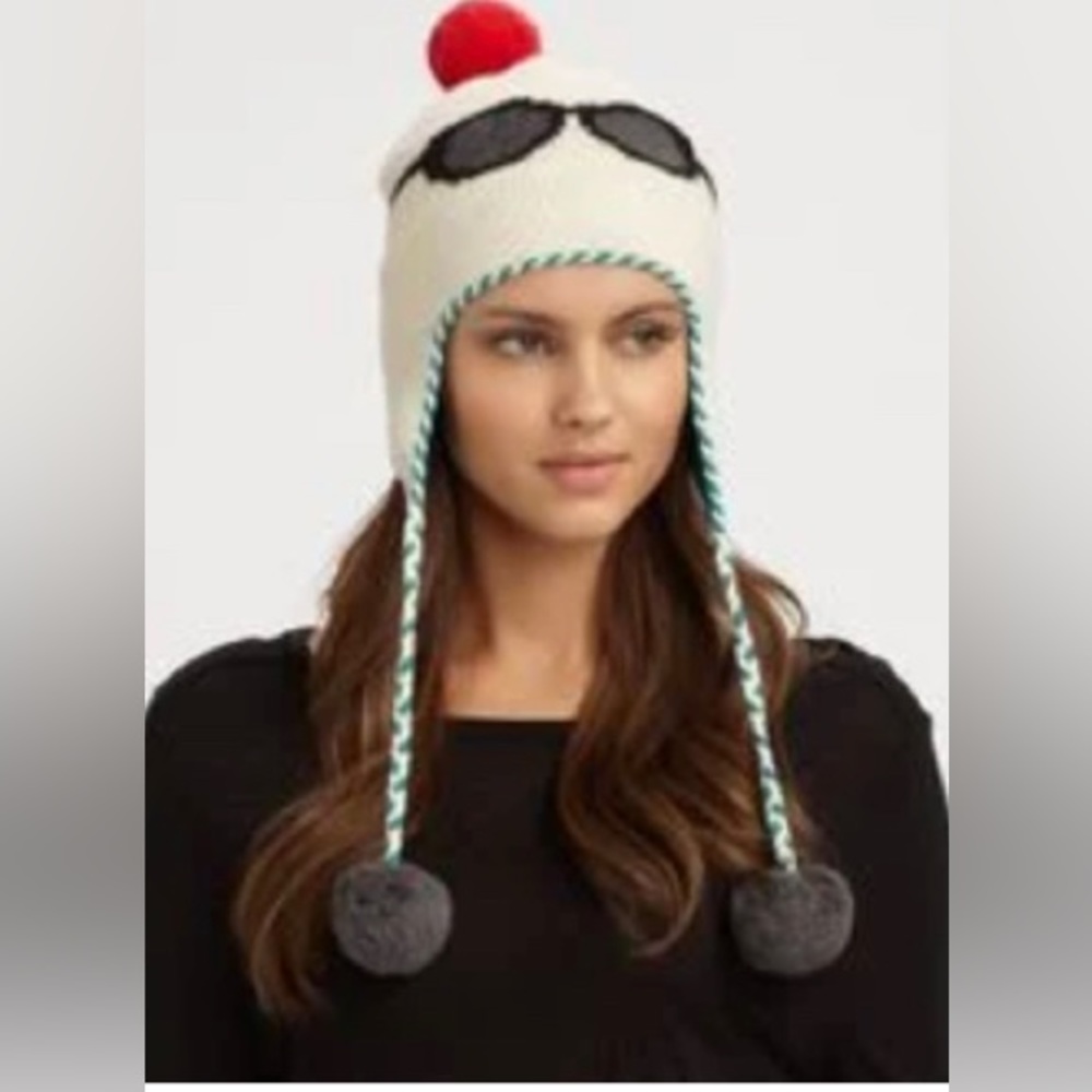 ❄️Kate Spade White Sunglasses Design Winter Hat🕶